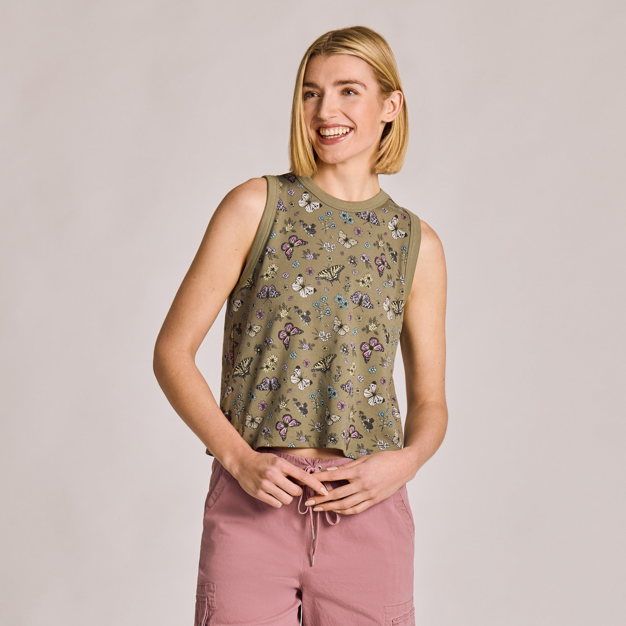 Butterfly Garden Pattern Boxy Tank
