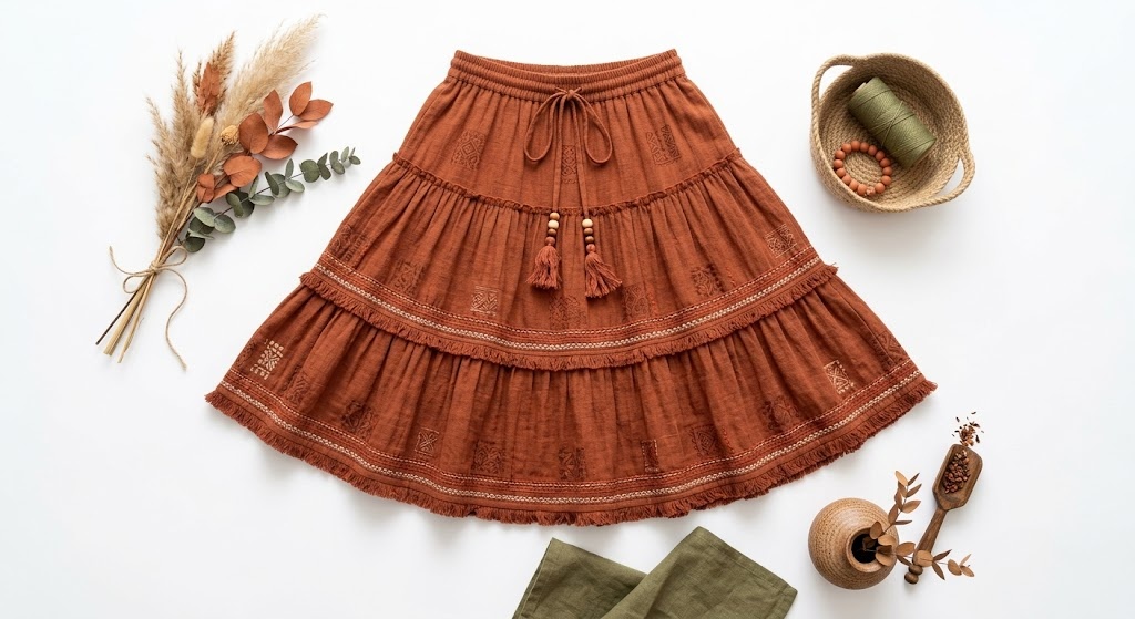 Autumn Wind Tiered Boho Skirt