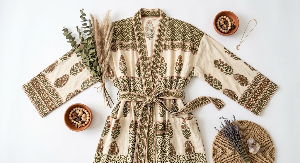 Block-Print Cotton Robe