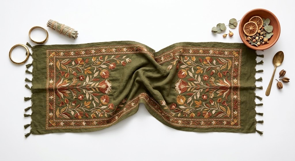 Desert Bloom Embroidered Scarf