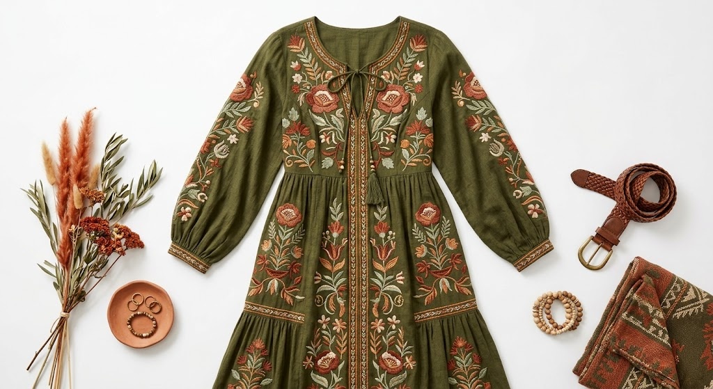 Desert Rose Embroidered Maxi Dress