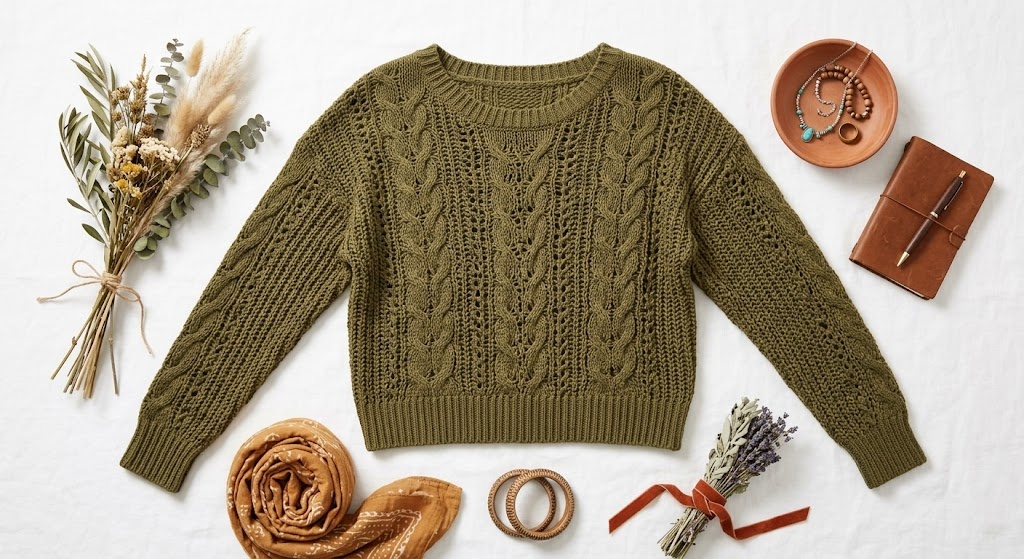 Forest Walk Open-Weave Pullover