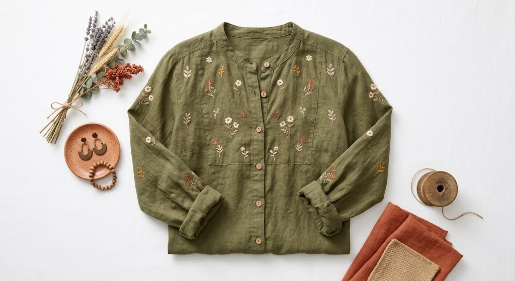 Meadow Linen Button-Front Blouse